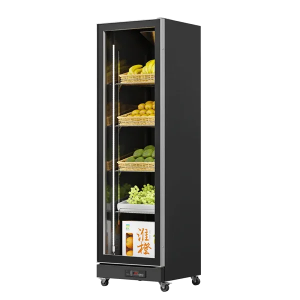 HR1860PJ Fruit & Vegetable Fridge Black (Full Door Display, Rearmounted Compressor) - Image 2