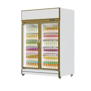 Beverage Fridge White (Golden Frame Exterior, Upmounted Compressor)（2 Doors）