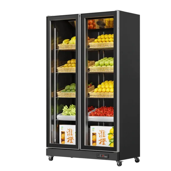HR1860PJ Fruit & Vegetable Fridge Black (Full Door Display, Rearmounted Compressor) - Image 3