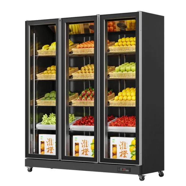 HR1860PJ Fruit & Vegetable Fridge Black (Full Door Display, Rearmounted Compressor)