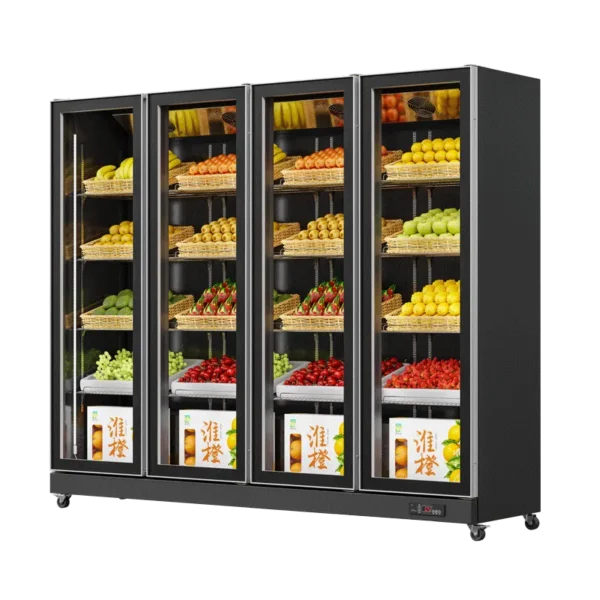 HR1860PJ Fruit & Vegetable Fridge Black (Full Door Display, Rearmounted Compressor) - Image 4