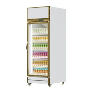 Beverage Fridge White (Golden Frame Exterior, Upmounted Compressor)（1 Door）